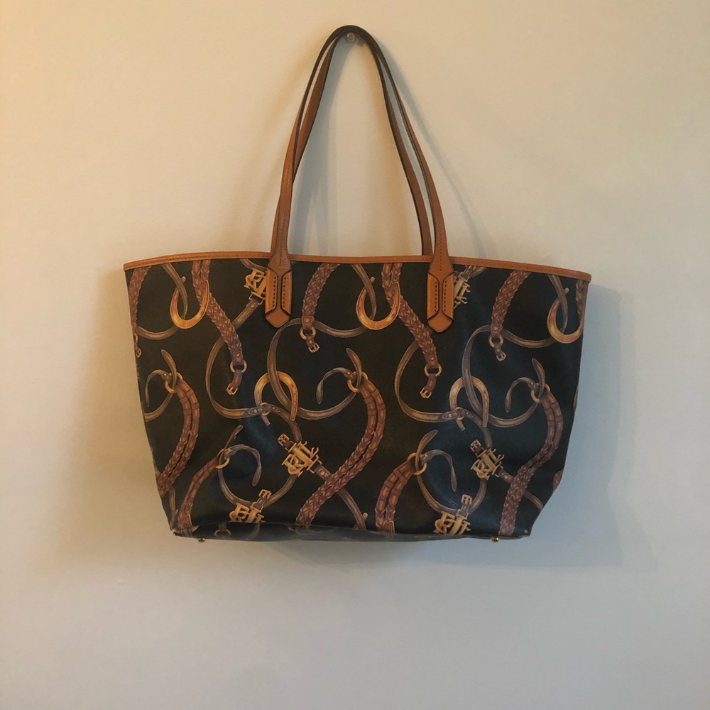 Ralph Lauren Caldwell Brown/Black Equestrian Bag